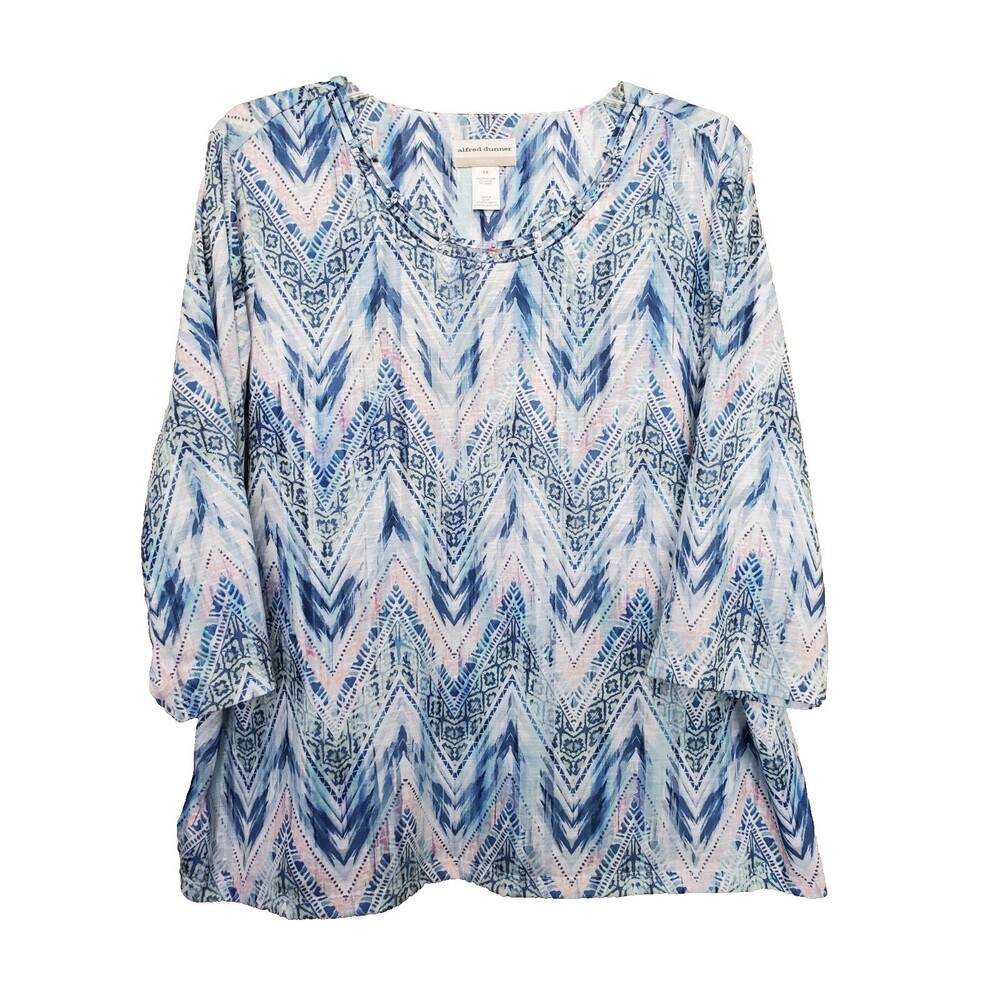 Alfred Dunner Woman Chevron Studded 3/4 Sleeve Tunic Size 3X